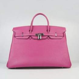 Hermes Birkin 40Cm Togo Leather Handbags Peach Silver